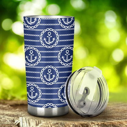 Anchor Stripe Pattern Tumbler
