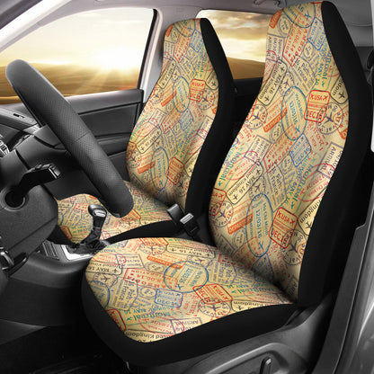 Travel Stamp Print Design LKS302 Car Seat Covers
