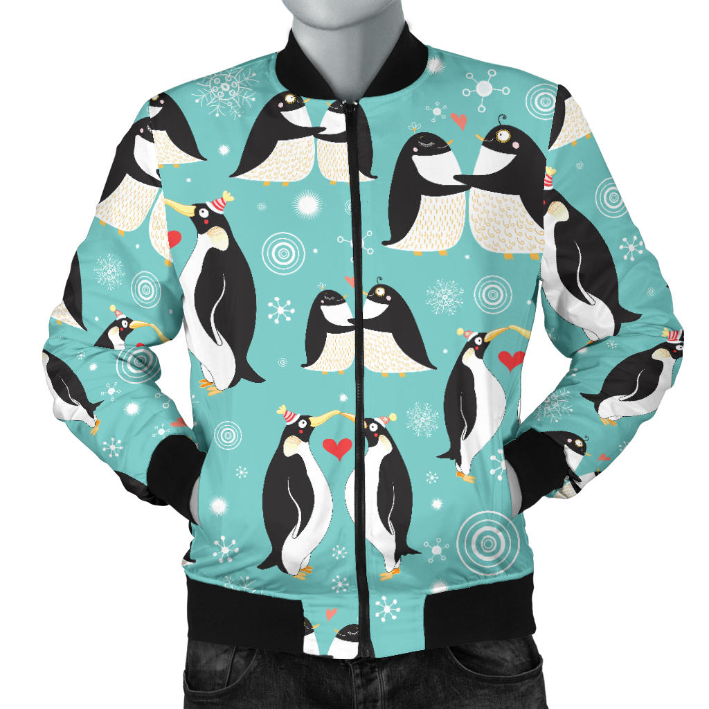 Penguin Love Print Men Bomber Jacket