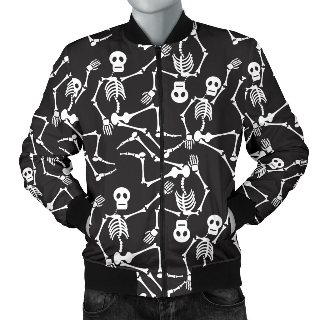Skeleton Themed Print Men Bomber Jacket