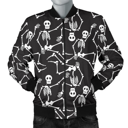 Skeleton Themed Print Men Bomber Jacket