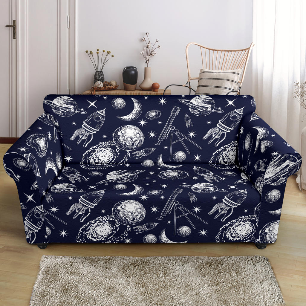 Space Rocket Print Design LKS301 Loveseat Couch Slipcover