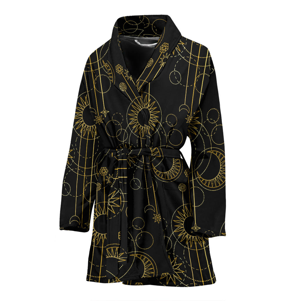 Moon Boho Style Pattern Print Design 01 Women Bathrobe