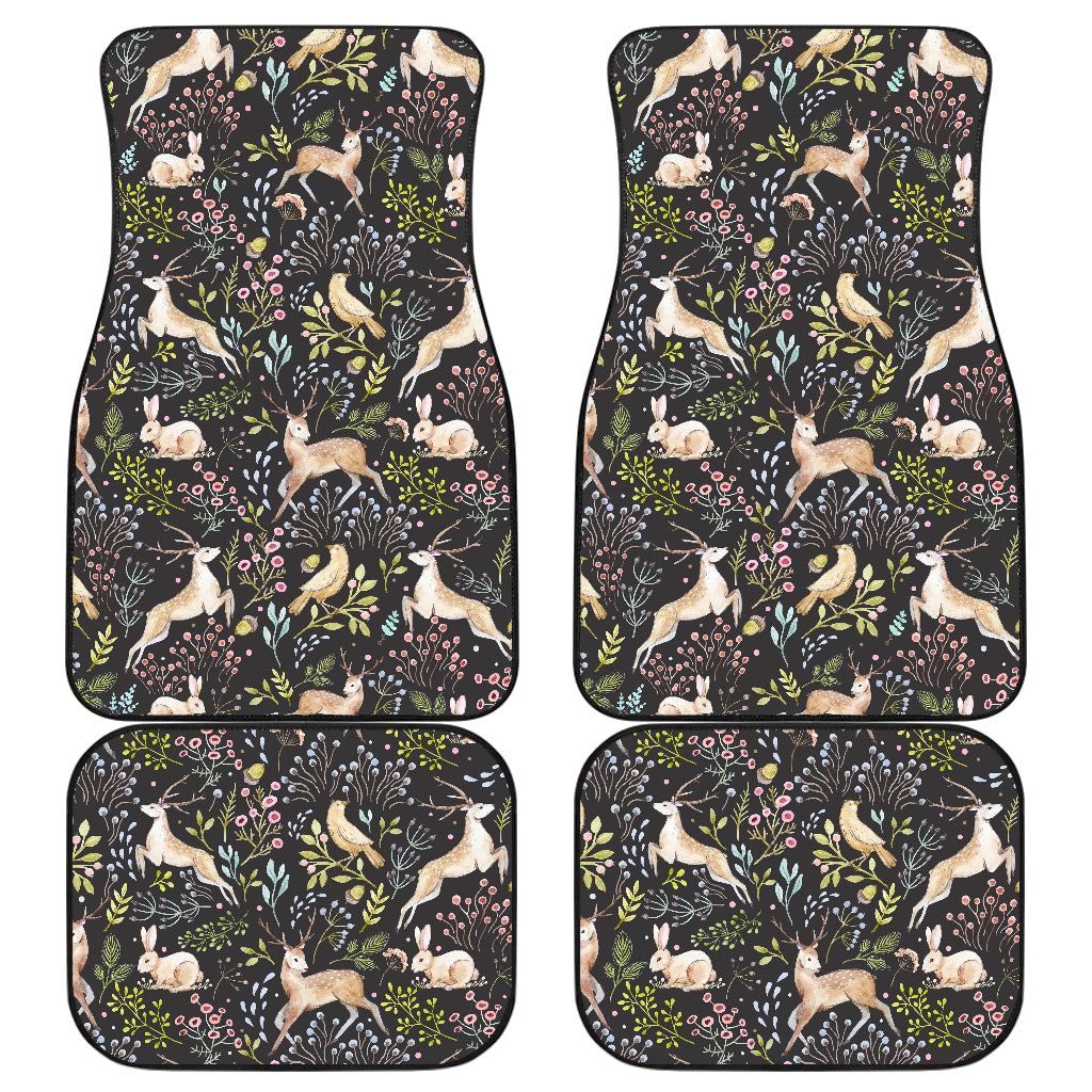 Deer Floral Jungle Car Floor Mats Front Back