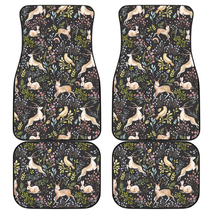 Deer Floral Jungle Car Floor Mats Front Back