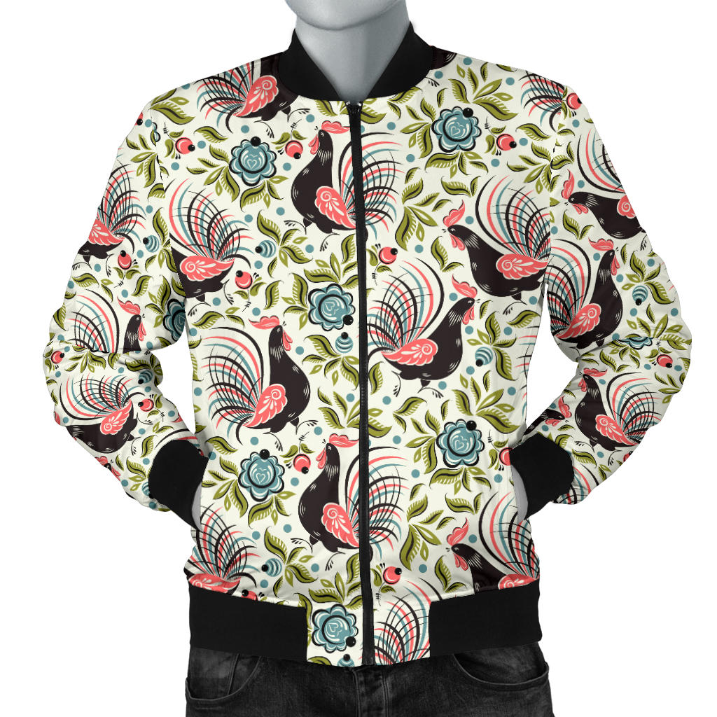 Rooster Print Design Men Bomber Jacket