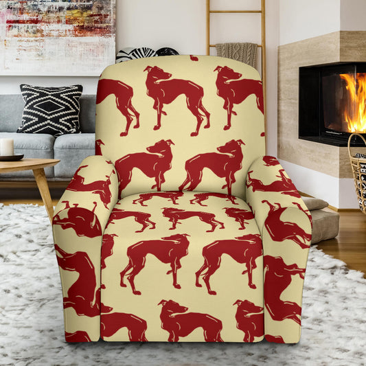 Whippets Print Design LKS301 Recliner Slipcover with Pocket