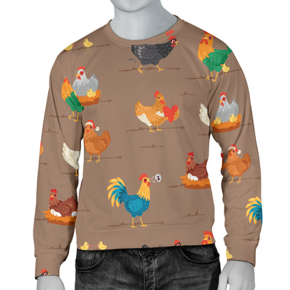 Chicken Happy Print Pattern Men Long Sleeve Sweatshirt