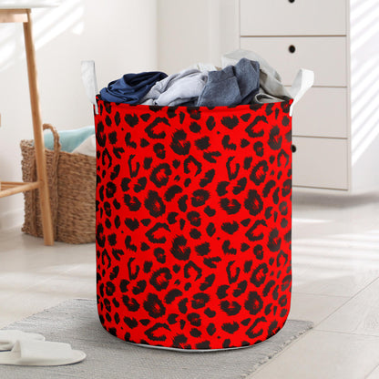Leopard Red Skin Print Laundry Basket