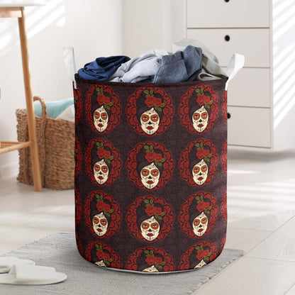 Day of the Dead Mexican Girl Laundry Basket