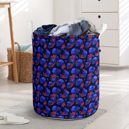Skull Roses Neon Design Themed Print Laundry Basket