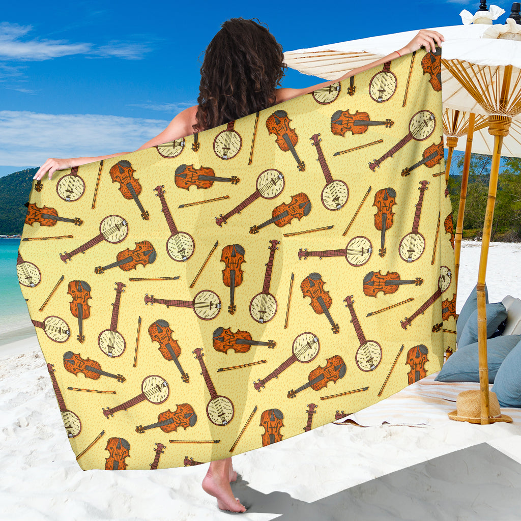 Banjo Violin Pattern Print Design 01 Sarong Pareo Wrap