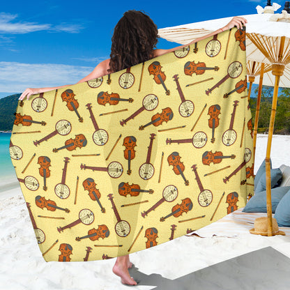 Banjo Violin Pattern Print Design 01 Sarong Pareo Wrap
