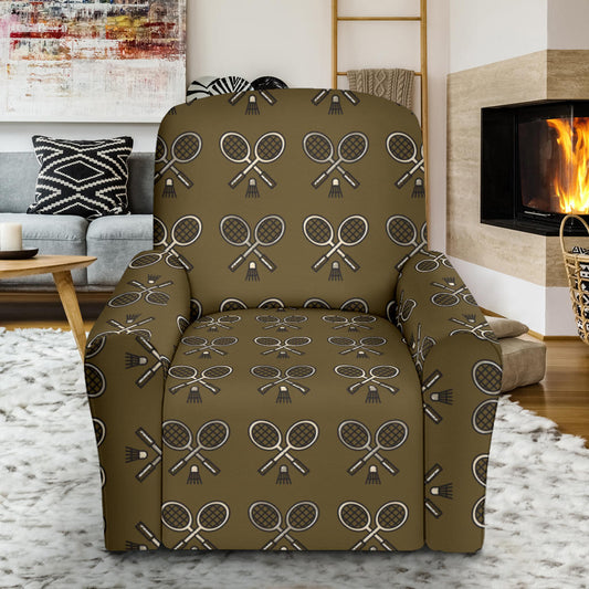 Badminton Pattern Print Design 07 Recliner Slipcover with Pocket