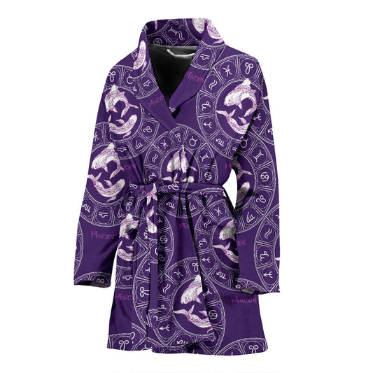 Pisces Pattern Print Design A02 Women Bathrobe