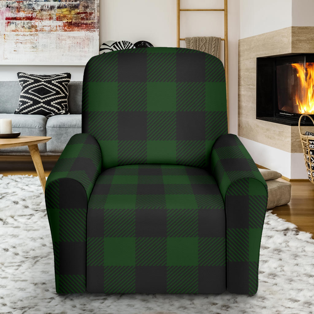 Buffalo check Green Pattern Print Design 02 Recliner Slipcover with Pocket