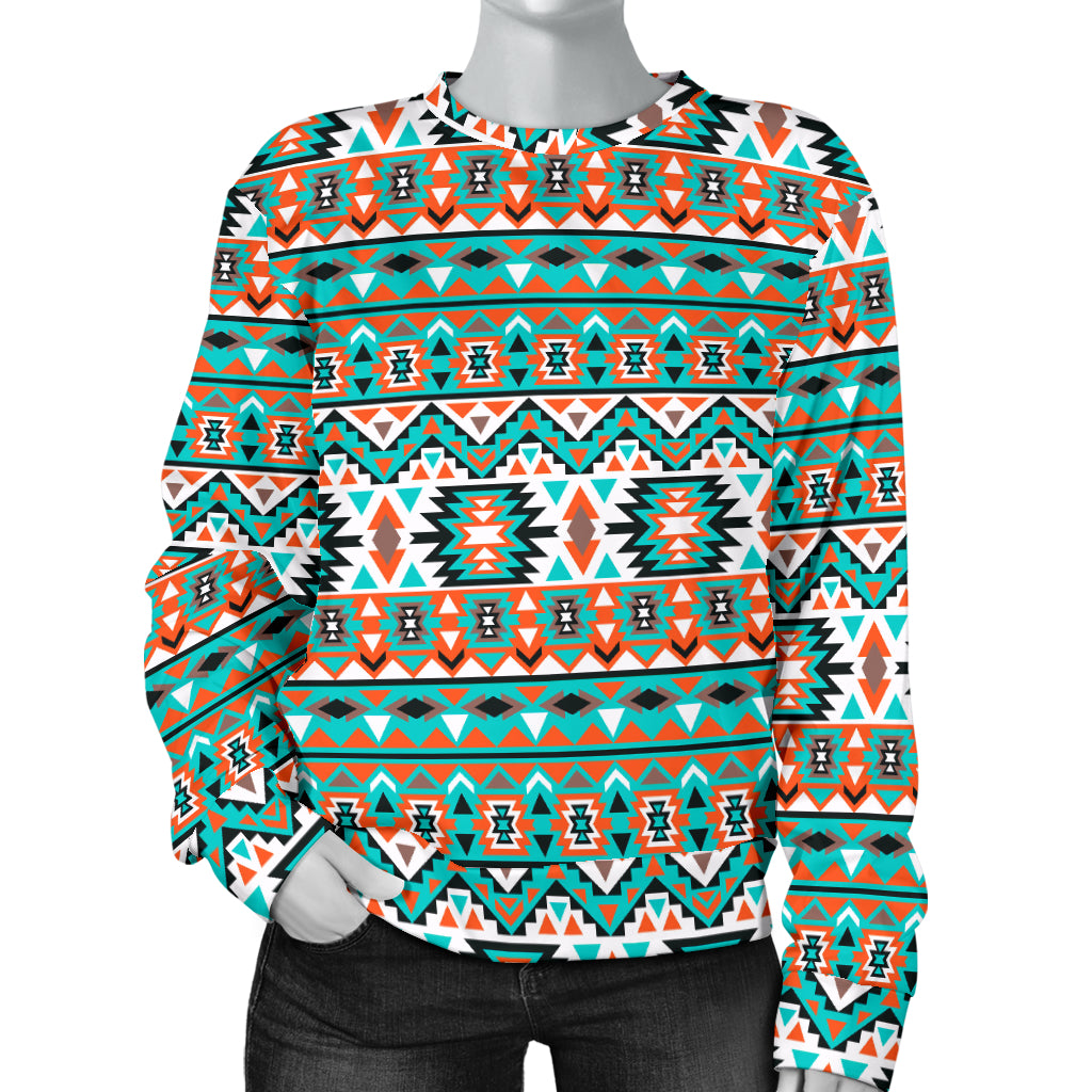 Indian Navajo Ethnic Themed Design Print Women Long Sleeve Sweatshirt