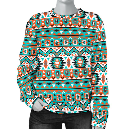 Indian Navajo Ethnic Themed Design Print Women Long Sleeve Sweatshirt