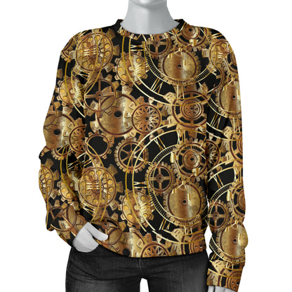 Steampunk Gear Design Themed Print Women Long Sleeve Sweatshirt