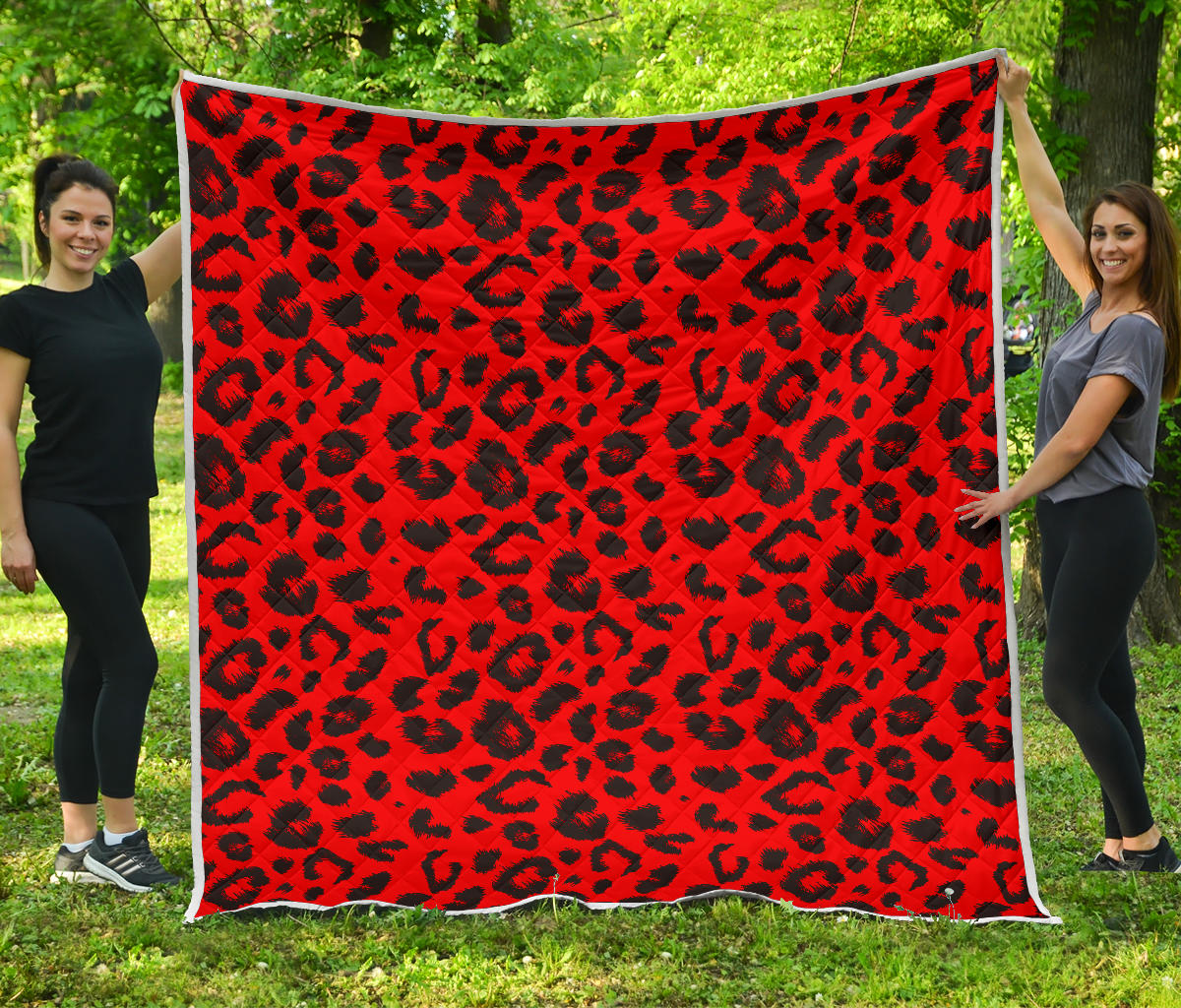 Leopard Red Skin Print Quilt Bedspread