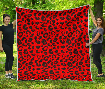 Leopard Red Skin Print Quilt Bedspread