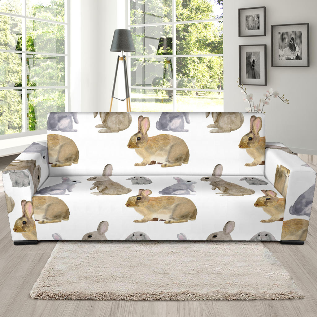 Rabbit Pattern Print Design 02 Sofa Slipcover