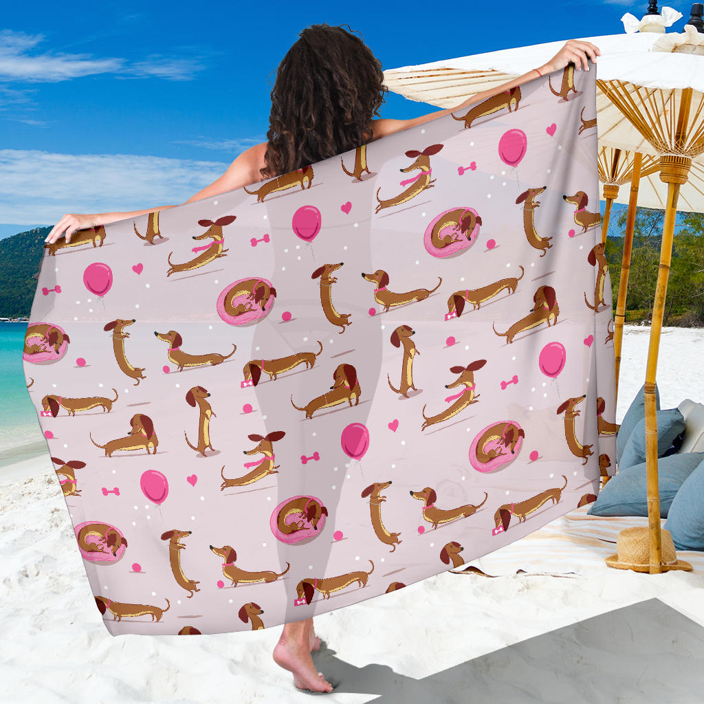 Dachshund Pattern Print Design 10 Sarong Pareo Wrap