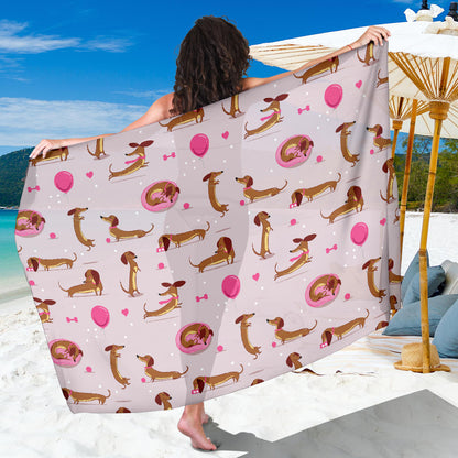 Dachshund Pattern Print Design 10 Sarong Pareo Wrap