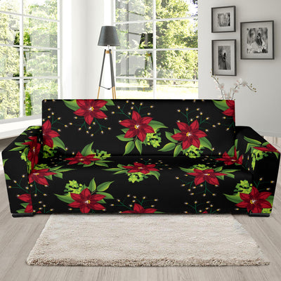 Poinsettia Pattern Print Design A01 Sofa Slipcover