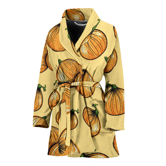 Onion Pattern Print Design A04 Women Bathrobe