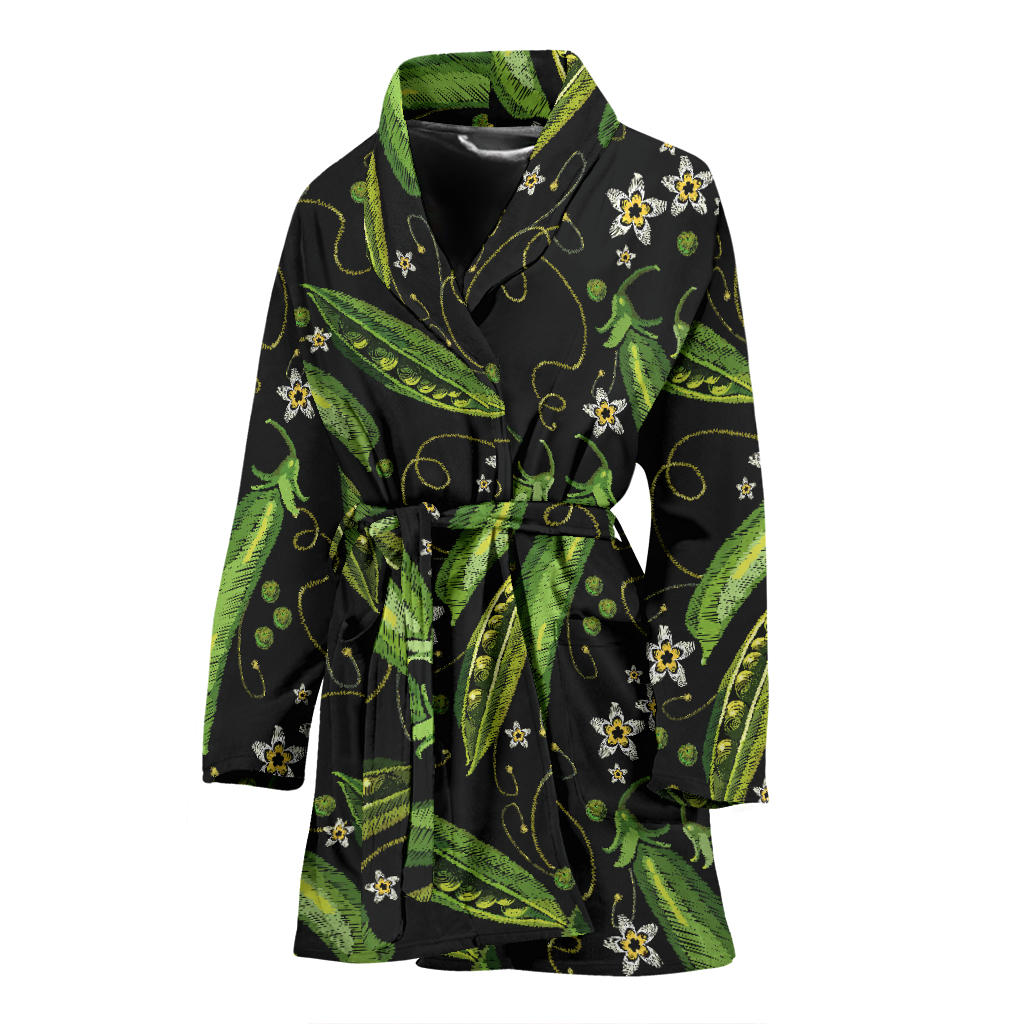 Peas Pattern Print Design A02 Women Bathrobe