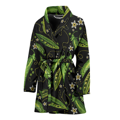 Peas Pattern Print Design A02 Women Bathrobe