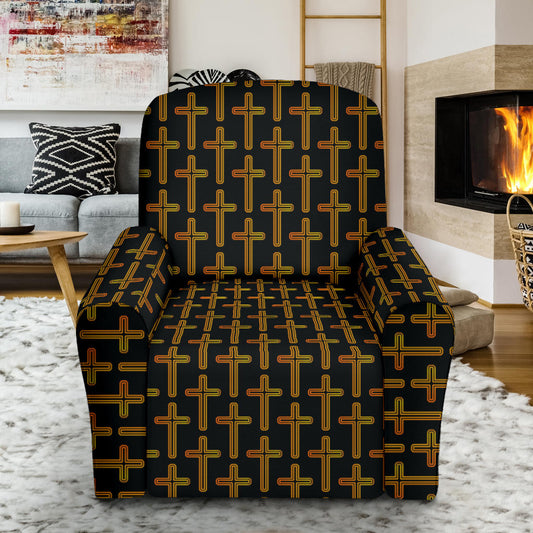 Cross Pattern Print Design 02 Recliner Slipcover with Pocket
