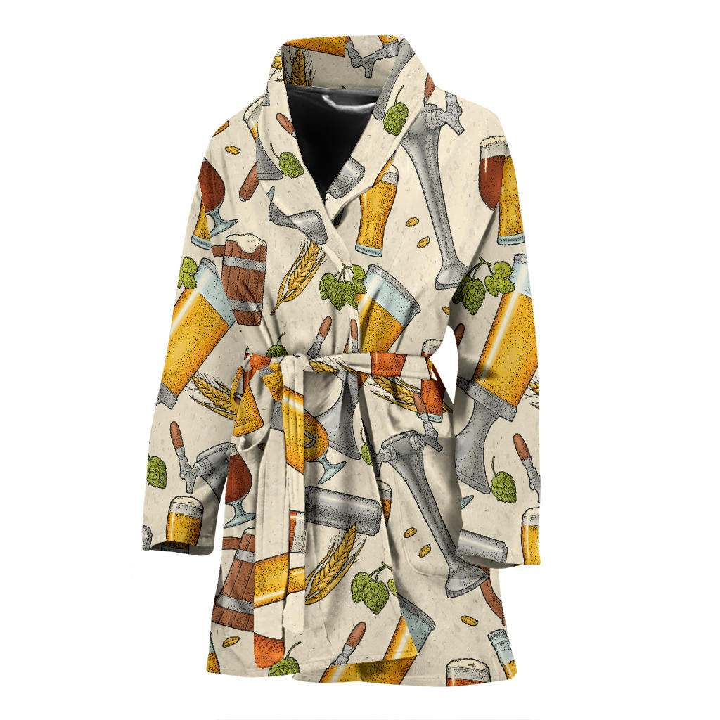 Beer Pattern Print Design 05 Women Bathrobe