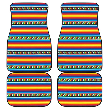 Mexican Blanket ZigZag Print Pattern Car Floor Mats Front Back