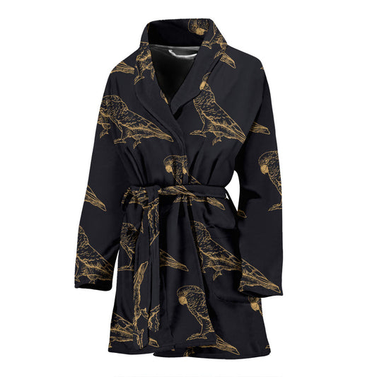 Parakeet Pattern Print Design A04 Women Bathrobe