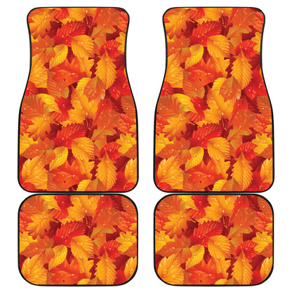 Elm Leave Autum Print Pattern Car Floor Mats Front Back
