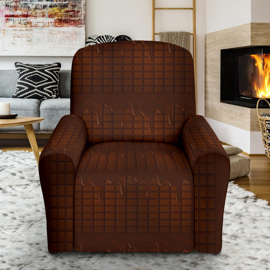 Chocolate Pattern Print Design 01 Recliner Slipcover with Pocket