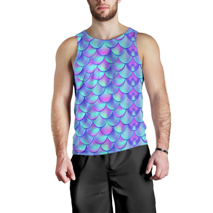 Mermaid Tail Design Print Pattern Men Tank Top