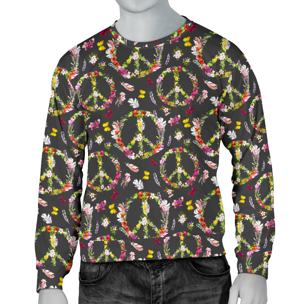 Peace Sign flowers Design Print Men Long Sleeve Sweatshirt
