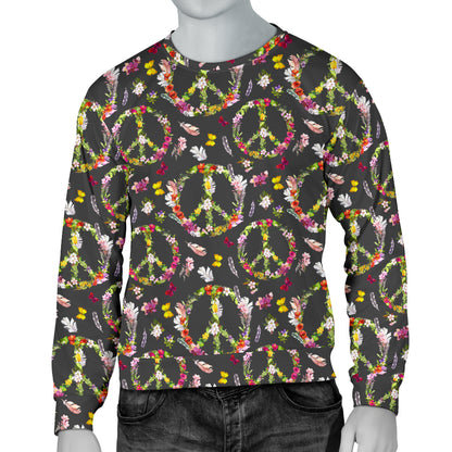 Peace Sign flowers Design Print Men Long Sleeve Sweatshirt