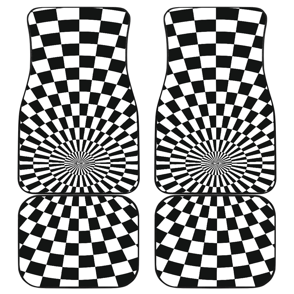 Checkered Flag Optical illusion Car Floor Mats Front Back