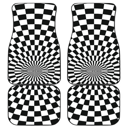 Checkered Flag Optical illusion Car Floor Mats Front Back