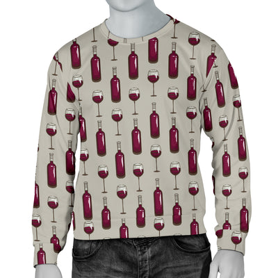 Wine Bottle Pattern Print Men Long Sleeve Sweatshirt