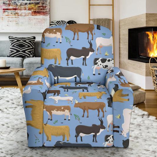 Cattle Pattern Print Design 02 Recliner Slipcover with Pocket