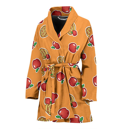 Apple Pie Pattern Print Design 02 Women Bathrobe