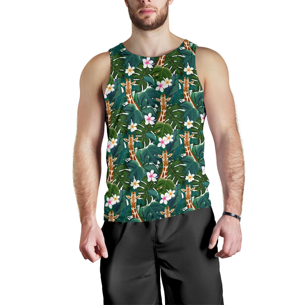 Giraffe Jungle Design Print Men Tank Top