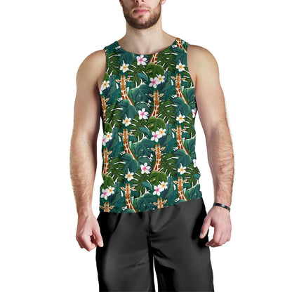 Giraffe Jungle Design Print Men Tank Top