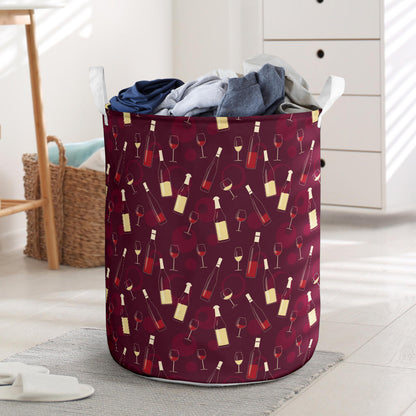 Wine Themed Pattern Print Laundry Basket