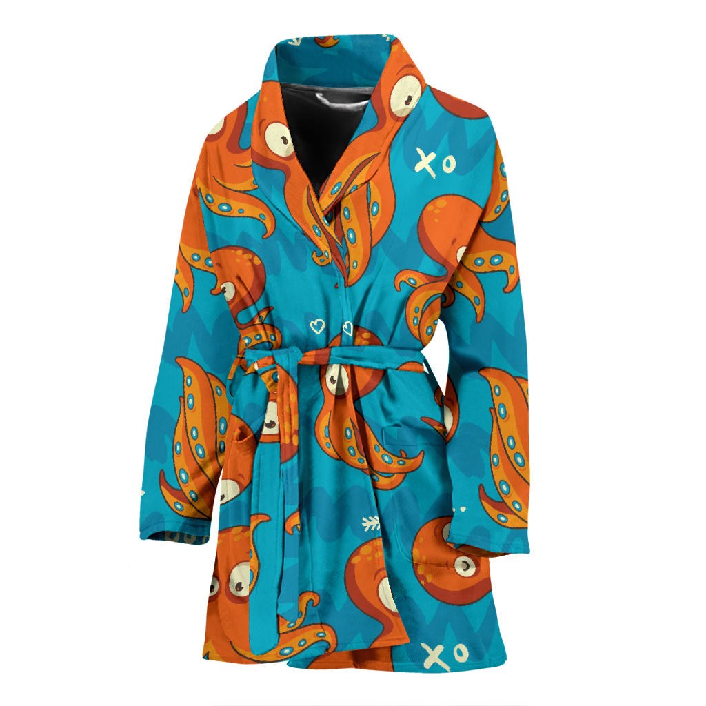 Octopus Pattern Print Design A02 Women Bathrobe